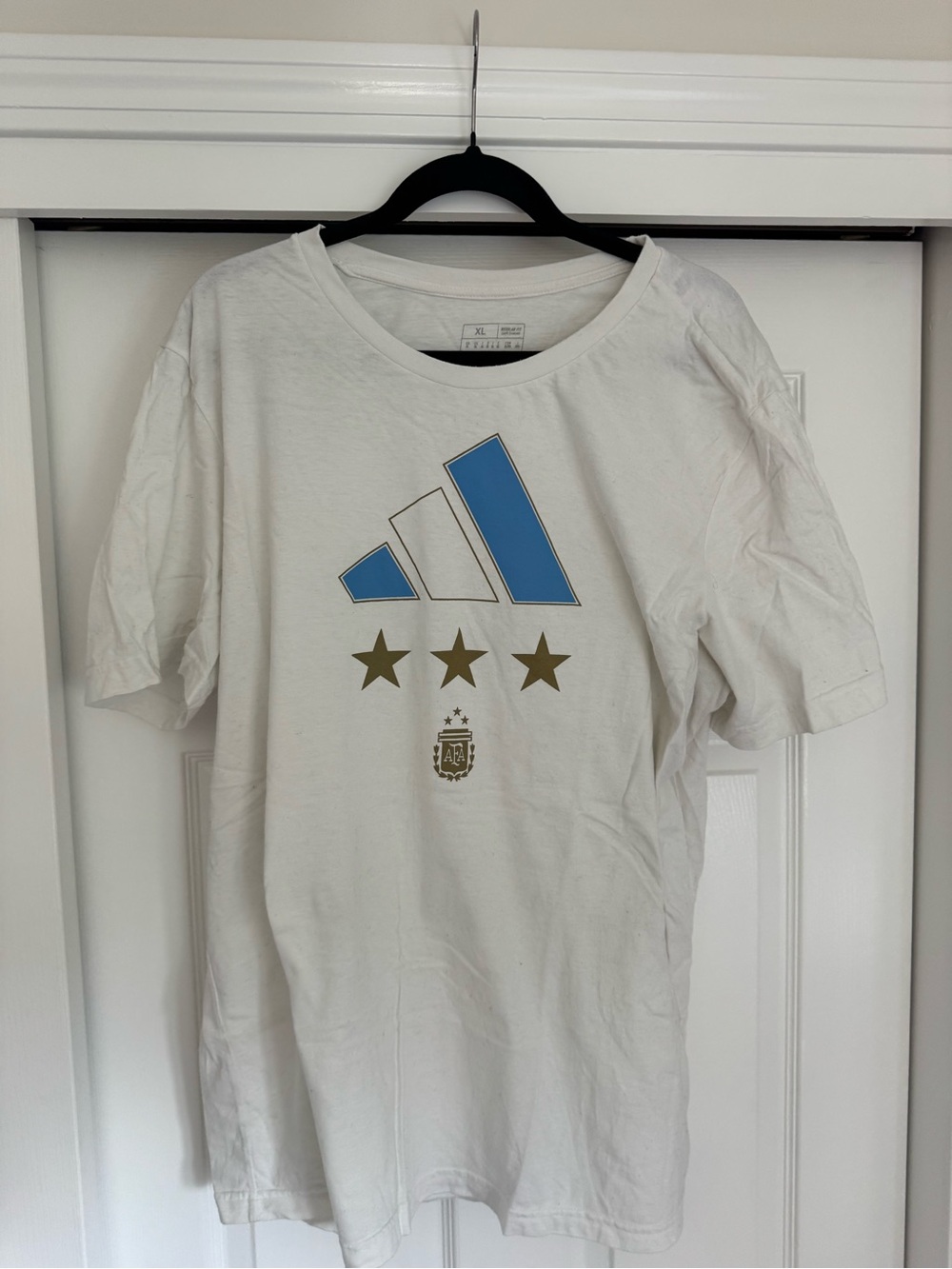 Adidas Argentina World Cup Graphic Tee with 3 Stars - Size XL